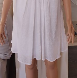 White flowing linen dress